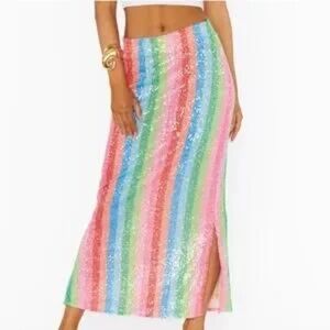 Show Me Your MuMu Rainbow Sequin Maxi Skirt
